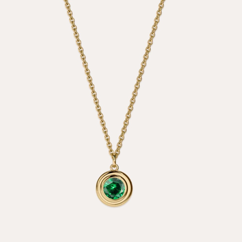 Minimalist Bezel Green Gemstone Necklace